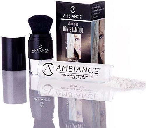 Ambiance Cosmetics Volumizing Dry Shampoo with Brush Applicator and Free Refill - Gray