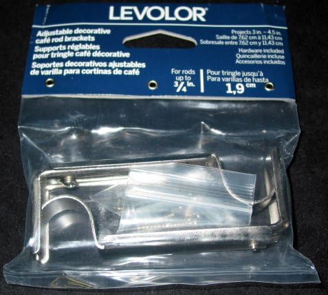 Levolor Adjustable Cafe Rod Brackets - For rods up to 3/4" - Satin Nickel Finish