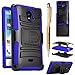 The3Knights[TM] For Sharp Aquos Crystal Rugged Armor Case Stand w/ Holster & Swivel Belt Clip Combination + The3Knights[TM] Universal 2 in 1 Crystal Classic Stylus Pen (HOLSTER BLUE)