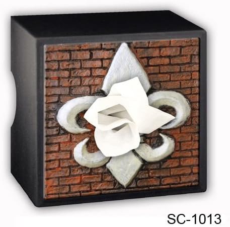 Caravelle Designs SC-1013 Fleur de Lis Tissue Box Cover in Brick
