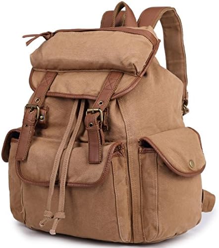 Egooo Handmade Backpack, School Canvas Bag, Outdoor Canvas Backpack, Travel Canvas Backpack, Sports Canvas Bags, Fulfilled By Amazon (Yellow)