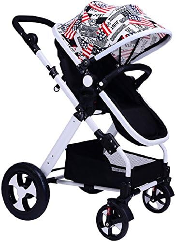 High View Folding Baby Stroller,adopt Non-Pneumatic Tire Wheel, Free Use in Winter to Summer.Easy Replacing Armrest and Eating Tray (CA)