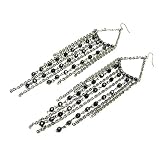 Metallic Ball and Silver Tassel Drop Earrings Fashion Jewelry