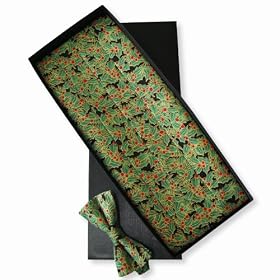 Christmas Holly Bow Tie and Cummerbund Set