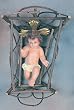 Nativity Collection - Baby Jesus - 8in. - In Wooden Crib - Glass Eyes - Eye Lashes