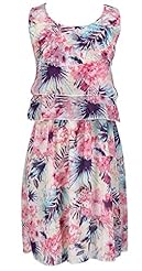 Chiffon Sleeveless Above the Knee Short Floral Print Mini Dress 