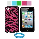 Premium Zebra Design Protective Soft Silicone Skin Cover for Apple iPod Touch 4th Generation (8GB 16GB 32GB) iPod Touch 4 Latest Gen + SumacLife TM Wisdom Courage Wristband, BABYBLUE