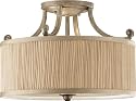 Murray Feiss SF293SVSD Abbey Collection 3-Light Semi-Flush, Silver Sand finish with Mushroom Pleated Hardback Fabric Shade