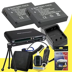 Two EN-EL12 Lithium Ion Replacement Batteries w/Charger + Memory Card Reader/Wallet + Deluxe Starter Kit for Nikon Coolpix S1200PJ AW100 S8200 S6200 S1000pj, S1100pj, S6000, S610, S620, S630, S640, S70, S710, S8000, S8100, S9100 Digital Cameras