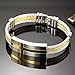 TRUSUPER Jewelry 2-Tone Mens Stainless Steel 24k Gold Plated Cross Bangle Bracelet
