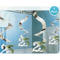 5xHängedekoration silber 25.Geburtstag/Hochzeit