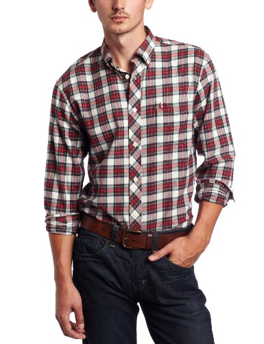 Fred Perry Men's Brushed Stewart Tartan Shirt, Ecru, Small
