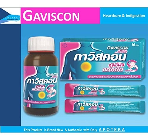 Gaviscon Dual Action Oral Liquid Mint Flavor (Bottle Size 5.0 Fluid Ounces) for Relieves Pain & Discomfort of Heartburn & Acid Indigestion Caused By Gastric Reflux & Related Conditions and Treatment of GERD Symptoms Eg Acid Regurgitation.