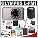Olympus PEN Mini E-PM1 Micro 4/3 12.3 MP Digital Camera & 14-42mm MSC II R Lens (Pink/Silver) with 40-150mm Lens + 32GB Card + Battery + Case + 2.5x Telephoto & .45 Wide Angle Lens Set + (2) UV Filters + Tripod Kit