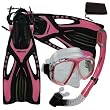 PROMATE Snorkeling Scuba Diving Mask Snorkel Fins Gear Set w/ Mesh Bag
