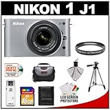Nikon 1 J1 10.1 MP Digital Camera Body with 10-30mm VR Lens (Silver) with 1 ....