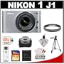 Nikon 1 J1 10.1 MP Digital Camera Body with 10-30mm VR Lens (Silver) with 16GB Card + Case + UV Filter + Tripod + Accessory Kit