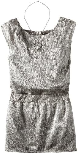 My Michelle Girls 7-16 Rib Bow Toga Dress (7, Silver)