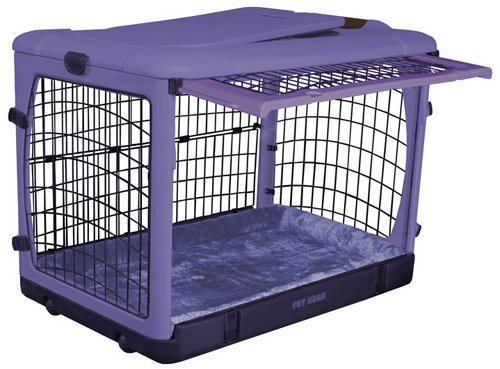 Pet Gear The Other Door Steel Crate with Plush Bolster Bed for cats and dogs up to 30-pounds, Lavender
