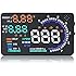 iRULU Update A8 HUD OBDII Car Speed Head Up Display Plug & Play KM/h MPH Speedometer with OverSpeed Warning , Vehicle Speed, Engine Speed, Water Temperature - 5.5" Screen