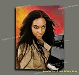 Alicia Keys Mixed Media Oil & Acrylic on Canvas Painting with Gallery Wrap Style Framing 16X22X1.5