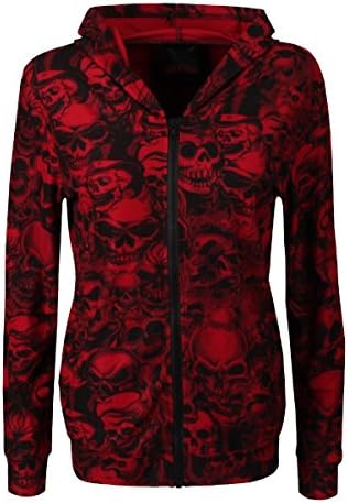 Queen of Darkness Women's Multi Skull Hoodie Red