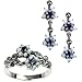 Gemini Silver Natural Seed Pearl Earrings & Ring Set, Sapphire - Dahlia Vintage Collection