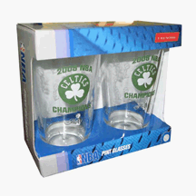 Buy Boston Celtics 2008 NBA Champions Satin Etch Pint Glasses (2 Pack) by Boelter