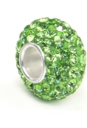 Sterling Silver Green Crystal Ball Bead Charm