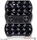 PSPgo Skin and Screen Protector Kit - Pastel Butterflies Blue on Black fits ....