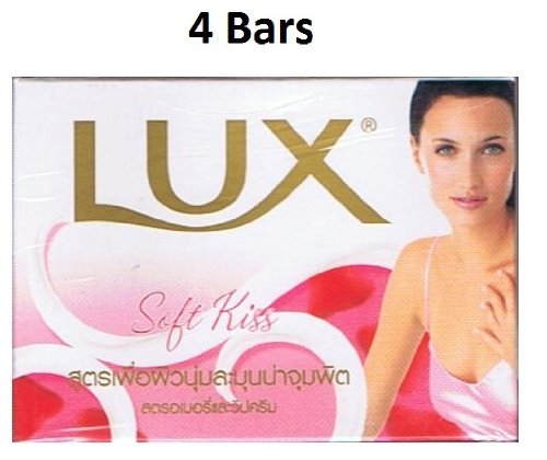 Lux Soap - Soft Touch (Strawberry & Cream) - 4 Bars (Unilever Classic Soap For Facial and Bath)