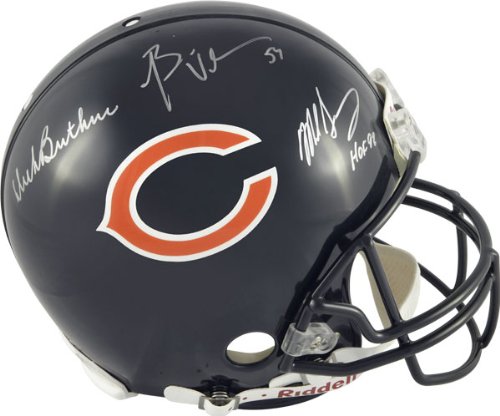 Dick Butkus, Mike Singletary and Brian Urlacher Autographed Pro-Line Helmet | Details: Chicago Bears, Authentic Riddell Helmet