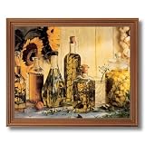 Framed Oak Olive Oil And Sunflowers Kitchen Cafe Contemporary Pictures Art Print by 