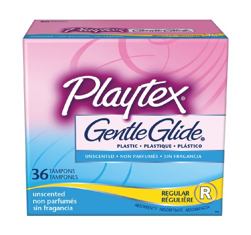 Glide Playtex Gentle Glide Tampons With Comfortable Plastic Applicator, Regular Absorbency, Unscented,36-count