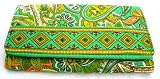 Quilted Fabric Designer Style Trifold Fashion Wallet - Green Peach Multicolor