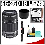 Canon EF-S 55-250mm f/4.0-5.6 IS Telephoto Zoom Lens + UV Filter & Lens Hoo ....