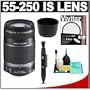 Canon EF-S 55-250mm f/4.0-5.6 IS Telephoto Zoom Lens + UV Filter & Lens Hood + Cleaning Kit for Digital Rebel XS, XSi, XT, XTi, XSi, T1i, T2i, EOS 40D, 50D, 60D & 7D Digital SLR Camera
