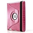 360 Degrees Rotating Stand (Pink Crocodile) Leather Smart Cover Case for Apple iPad 2