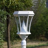 Gama Sonic Victorian Solar-Charged LED Lantern, 3-Inch Fitter for Post Mount, White Finish #GS-94F