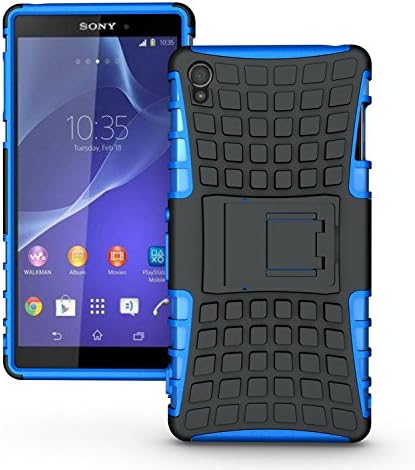 ElBolt TM 3 in 1 Bundle Sony Xperia Z3 Armor Grenade TPU Hybrid Case Cover with Viewing Kickstand -Blue (Free Ultra-Sensitive Stlyus Pen and Free ElBolt Certified Premium Screen Protector by ElBolt TM)