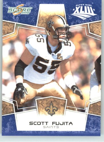 2008 Donruss / Score Limited Edition Super Bowl XLIII Blue Border # 198 Scott Fujita - New Orleans Saints - NFL Trading Card in a Prorective Screw Down Display Case