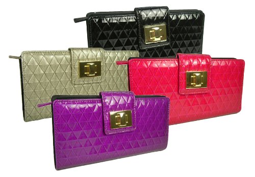 Mundi “Lock It Up” Quilted Faux Leather Clutch Wallet in Choice of Colors