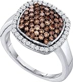 10K White Gold Pave Set Chocolate and White Round Diamonds Fashion Wedding Anniversary Ring (0.95 cttw G - H Color I1 Clarity )