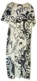Bold Beach Botanic Hawaiian Aloha Round Neck Long Dress - Plus Size