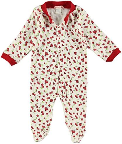 Nursery Baby Baby Girls' "Cherry Bugs" Footed Coverall - blood red, 6 - 9 months