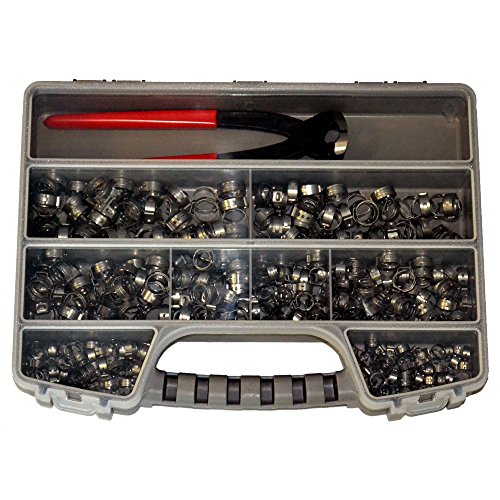 Oetiker Clamp Assortment Case, Oetiker Stepless® Ear Clamps, Single Ear Hose Clamps (400 Pack (3/8