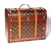 13.5 in l x 7.6 in w x 11 in ht, Wood Leather Embossed Wine Holder, Carrier Trunk