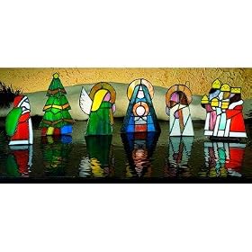 Meyda Tiffany 20844 Christmas - Candle Holder, Green/Red/Orange/Avocado/White Finish