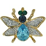 Crystal Blue Fly Animal Pin Brooch