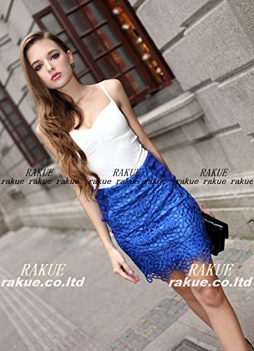 ミニスカート◆　sexyボディコン/ハイウエストボタンタイトレディーススカート/美しいレース　美尻　当店限定　r532bl　ブルー系